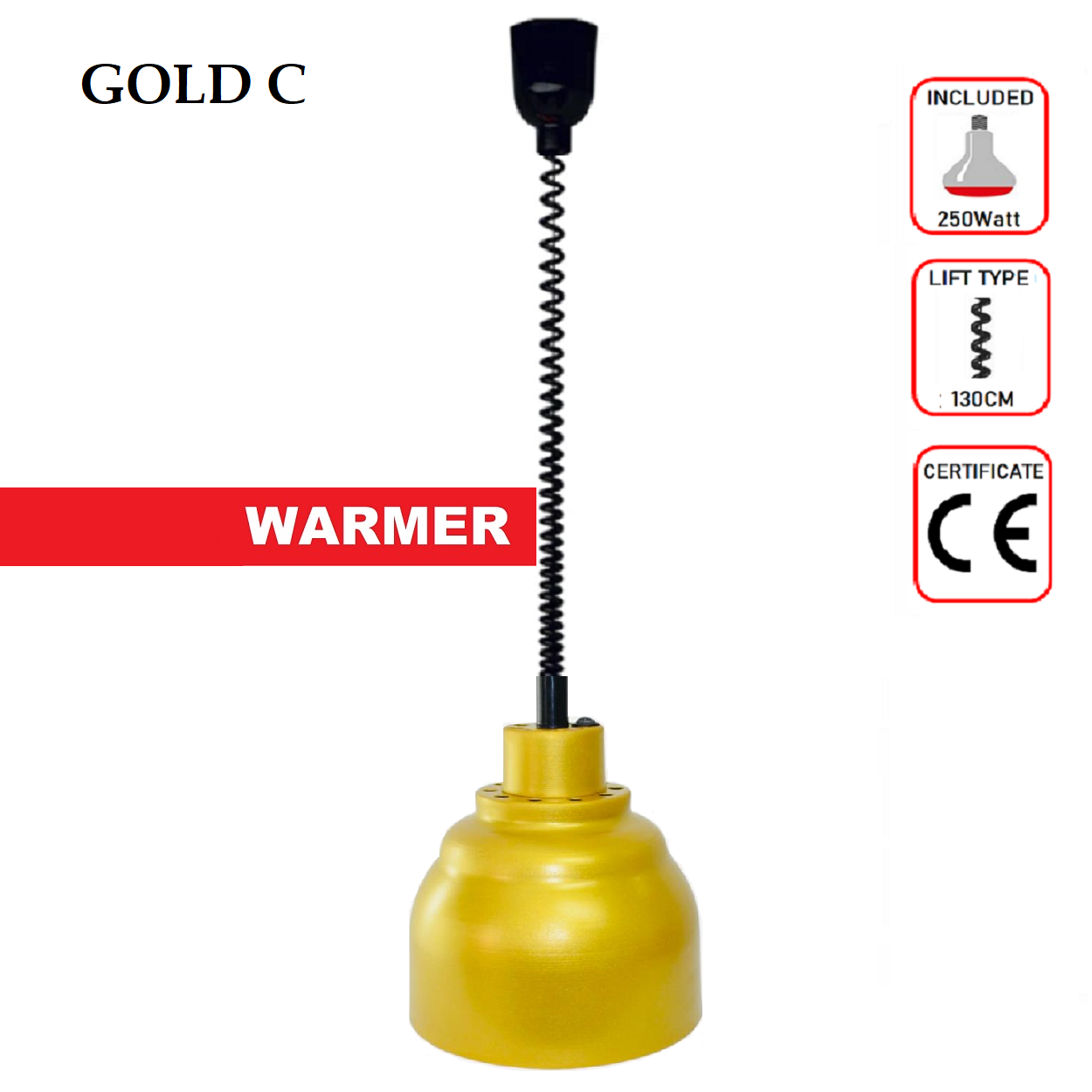 ASANSÖRLÜ GERİ SARMALI SICAK TUTUCU LAMBA GOLD PAINT RENK 