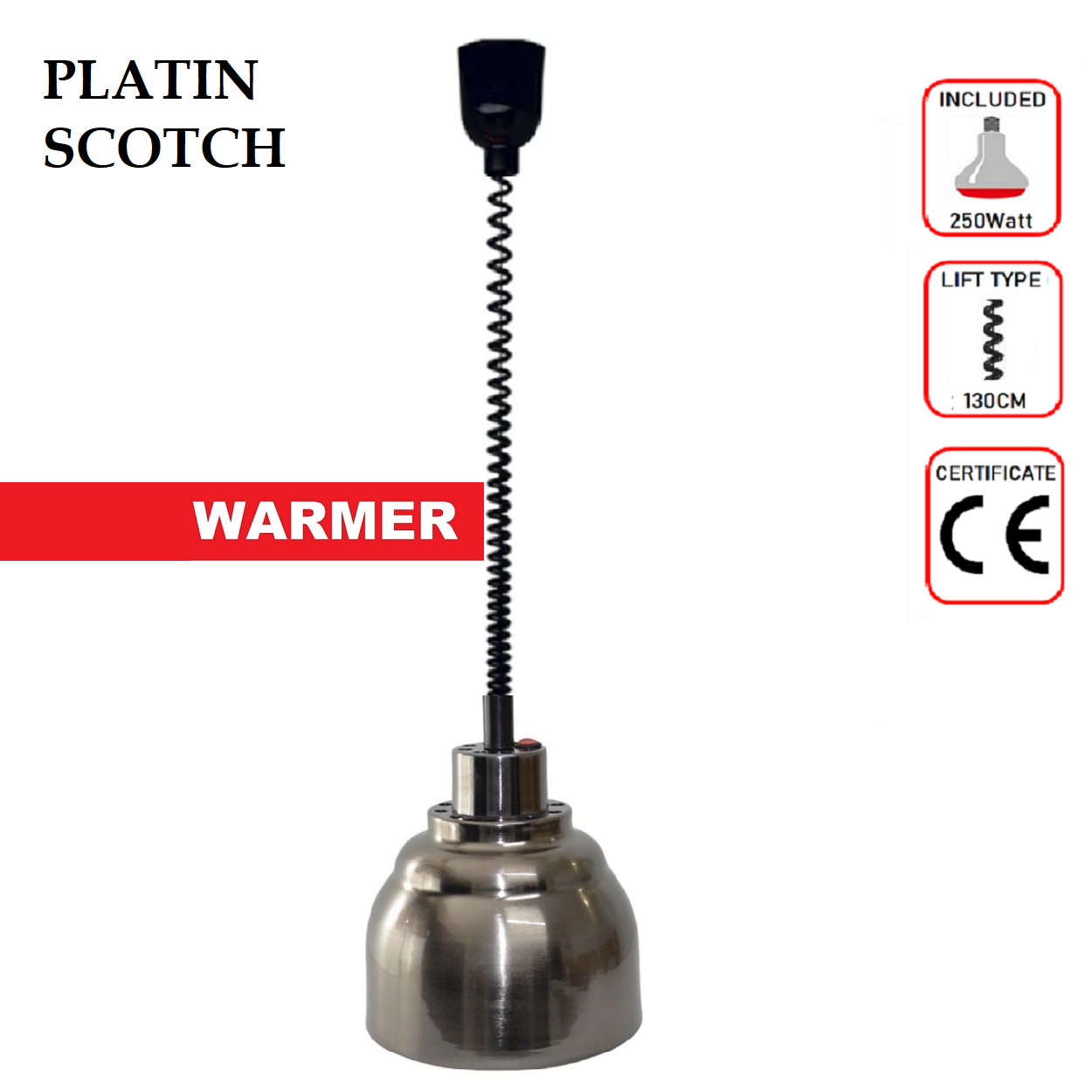 ASANSÖRLÜ GERİ SARMALI SICAK TUTUCU LAMBA PLATIN SCOTCH